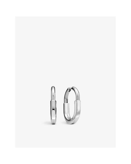 Tiffany & Co White Tiffany Lock Medium Rhodium-Plated 18Ct- Hoop Earrings