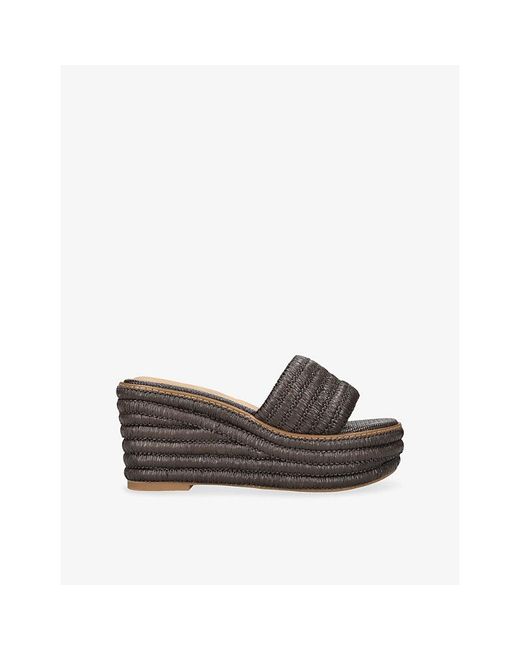 Dolce Vita Gray Throne Raffia Platform Mules