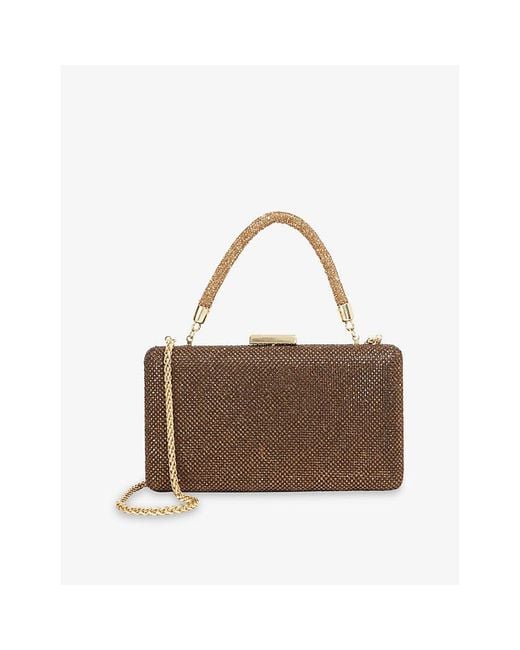 Dune Brown Beaut Metallic Woven Clutch Bag