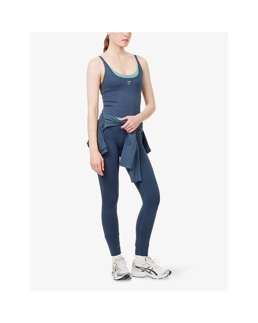 GYMSHARK Blue Interval Seamless Midi Jersey Tank Top