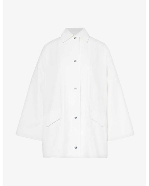 Totême  White Boxy-fit Collar Organic-cotton Overshirt