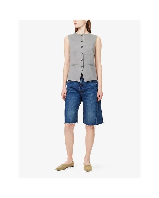 Mother Blue The Halfpipe Wide-Leg Denim Bermuda Shorts