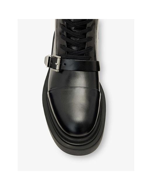 AllSaints Black Astrid Buckle Leather Biker Boots