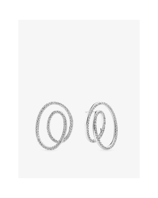 Sif Jakobs Metallic Spirale Due Grande Rhodium-Plated Sterling And Cubic Zirconia Stud Earrings