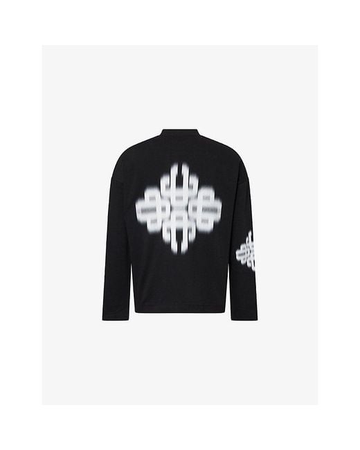 The Couture Club Black Motion Blurred Long-Sleeve Cotton T-Shirt for men