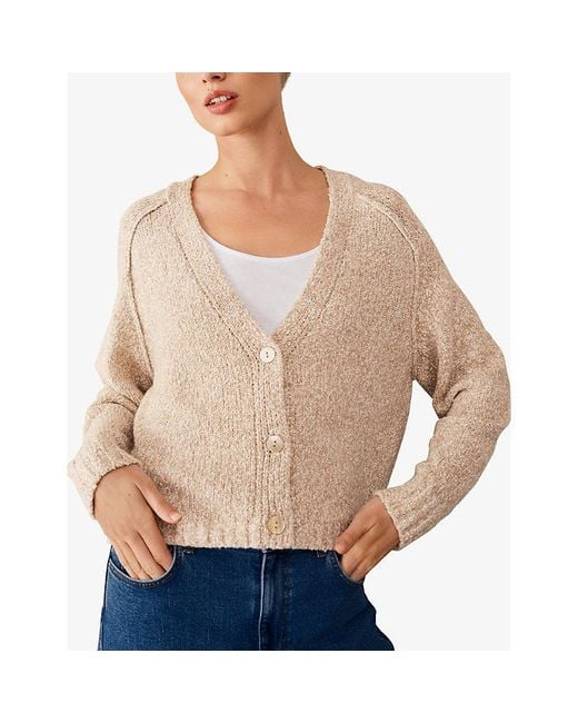 The White Company Natural Mouline Boxy Cotton Rich Cardigan