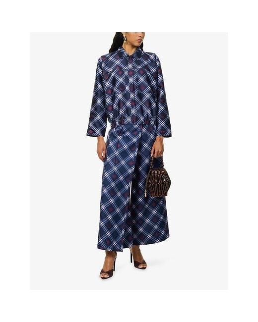 Ara Blue Pleated Monogram-Print Tweed Trousers