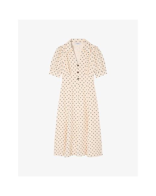 L.K.Bennett Natural Sophie Petite Polka-Dot Silk-Blend Midi Dress