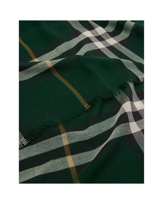 Burberry Green Giant Check Fringed-trim Wool Scarf for men