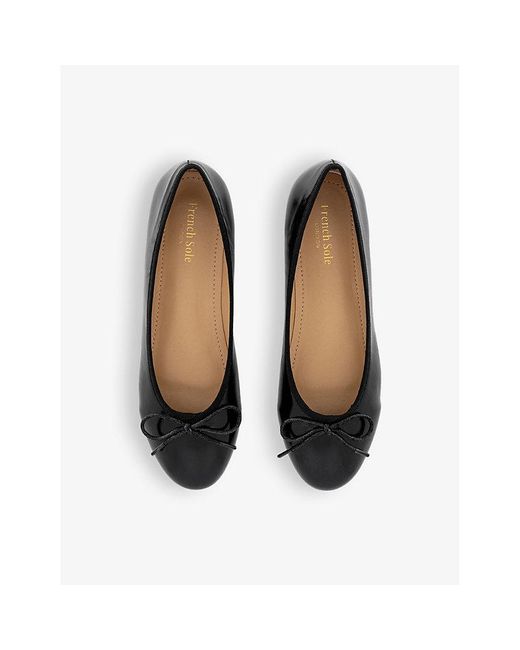 French Sole Black Amelie Leather Ballet Flats