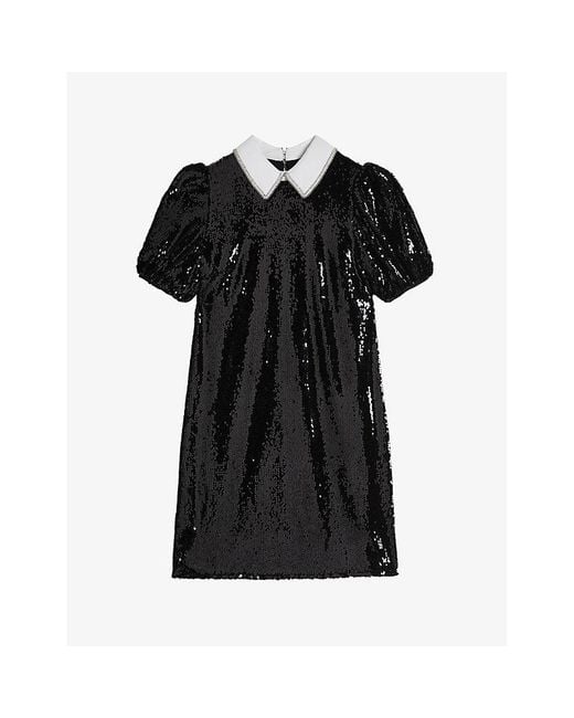 Ted Baker Black Zarell Sequin-embellished Stretch-woven Mini Dress