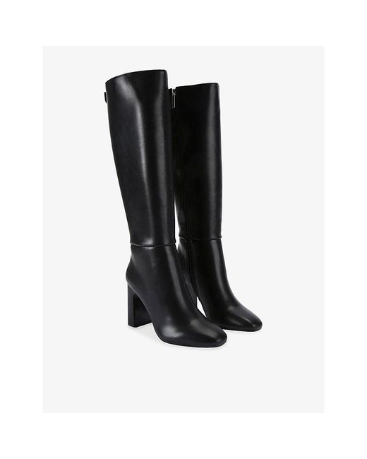 KG by Kurt Geiger Black Trix Faux-Leather Heeled Knee-High Boots