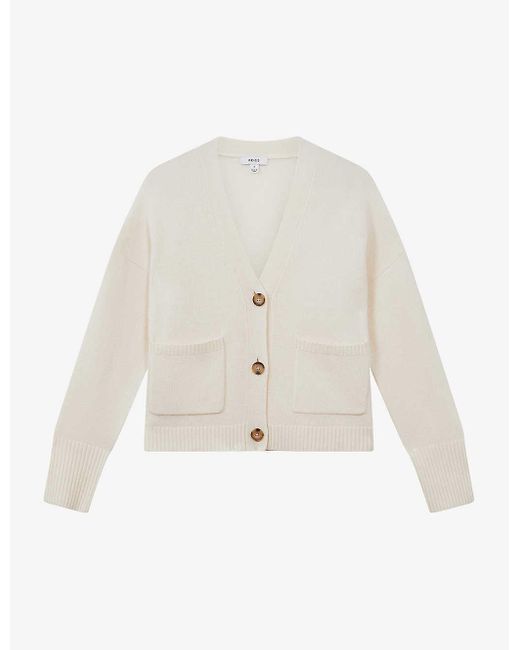 Reiss White Juni Relaxed-fit Wool-blend Cardigan X