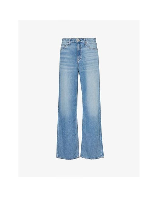 Rag & Bone Blue Logan Wide-Leg Mid-Rise Jeans