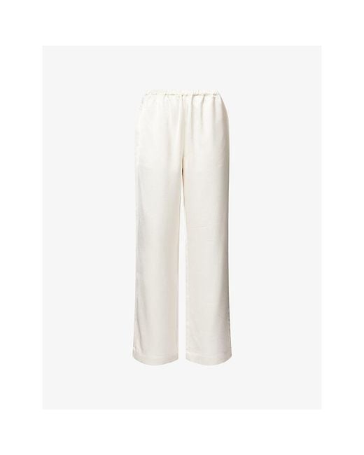 RÓHE Frames White Elasticated-Waist Wide-Leg Satin Trousers