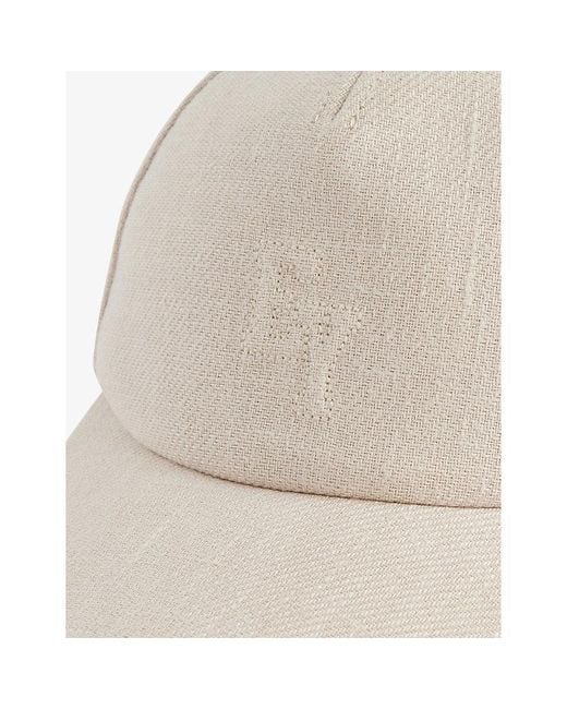 Eleventy White Embossed-Branding Linen Baseball Cap for men