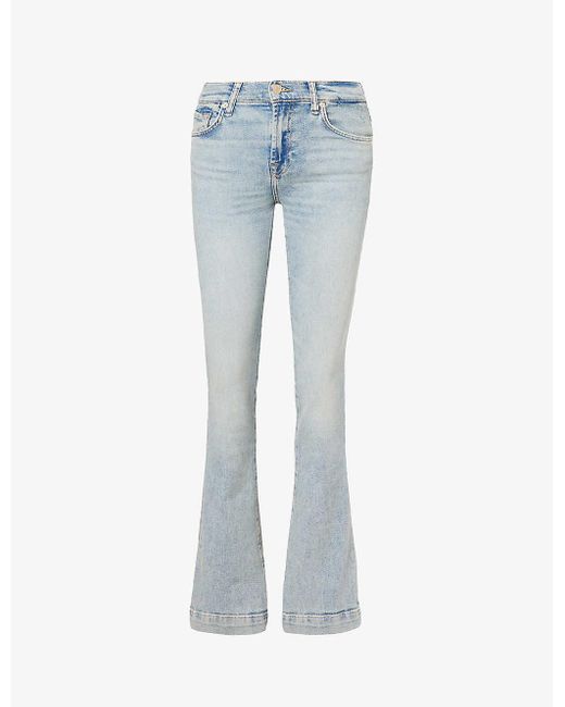 7 For All Mankind Blue Bootcut Flared-leg Low-rise Stretch-denim Jeans