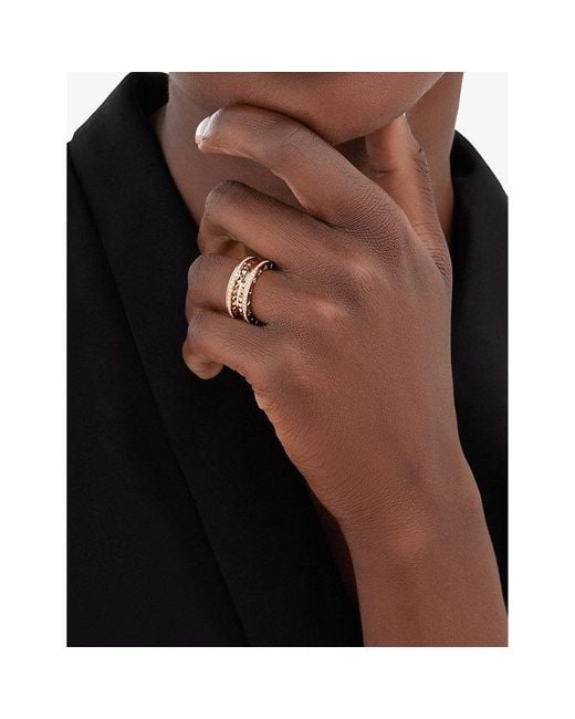 BVLGARI White B.Zero1 18Ct Rose- And 0.57Ct Pavé Diamond Band Ring