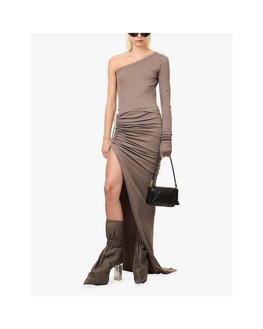 Rick Owens Brown Ziggy Asymmetric Cotton Top