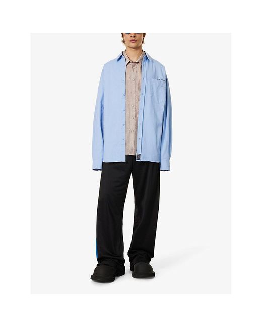 Martine Rose Blue Brand-embellished Regular-fit Cotton Shirt for men