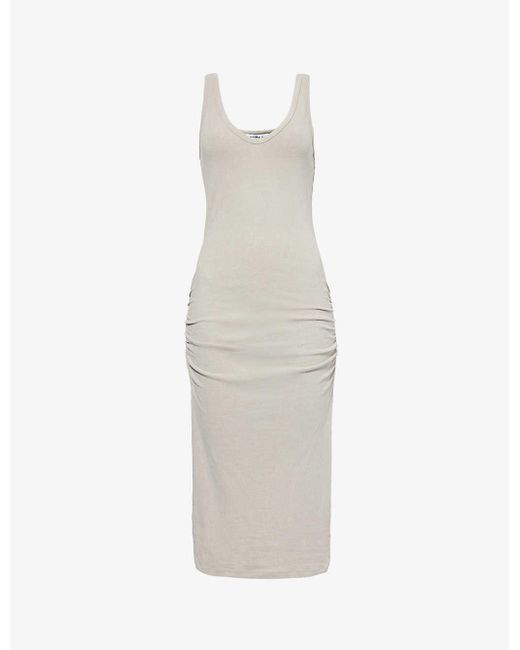 James Perse White Skinny Slim-fit Cotton-blend Midi Dress