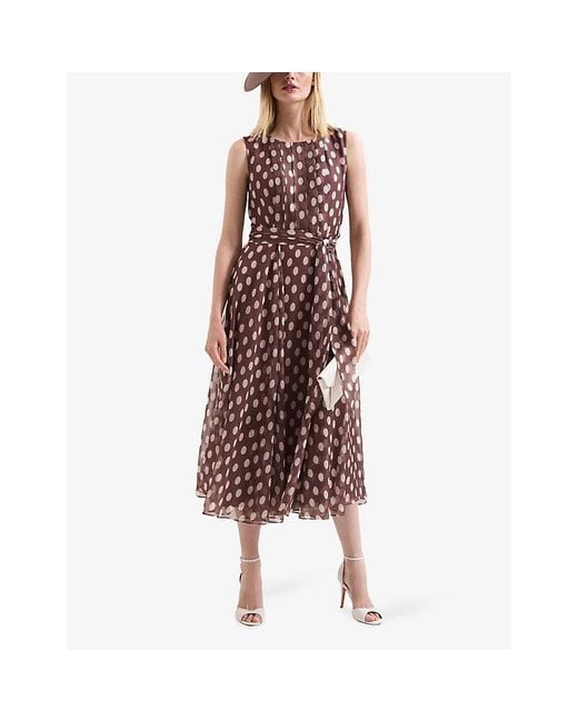 Phase Eight Brown Lucinda Spot-Print Woven Midi Dress