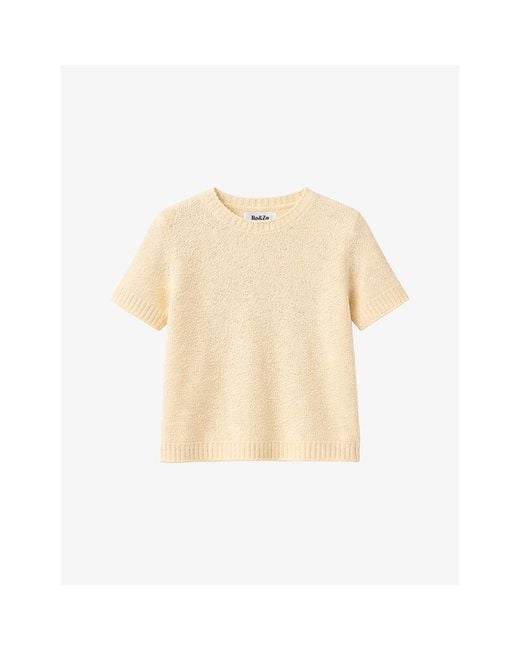 Ro&zo Natural Short-Sleeved Textured Knitted Top
