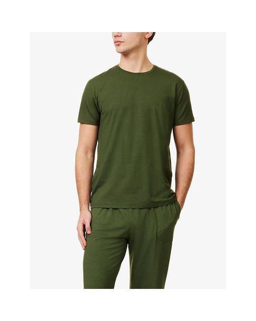 Derek Rose Green Basel 15 Crewneck Short-Sleeve Stretch-Jersey T-Shirt for men