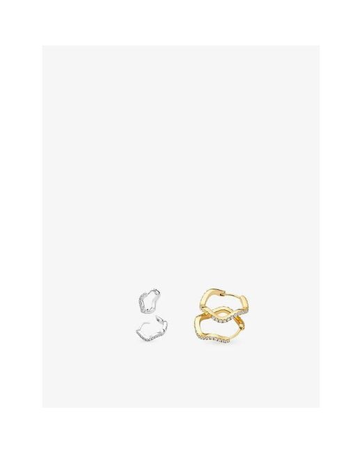 Sif Jakobs White Ellera Waves Medio Sterling- And Zirconia Hoop Earrings