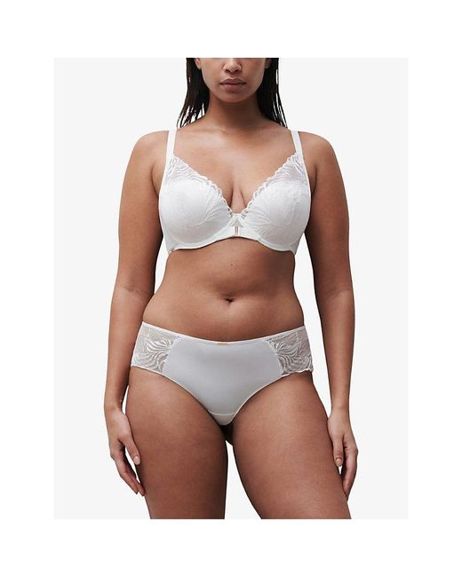 Chantelle White Legend Plunge T-Shirt Lace Bra
