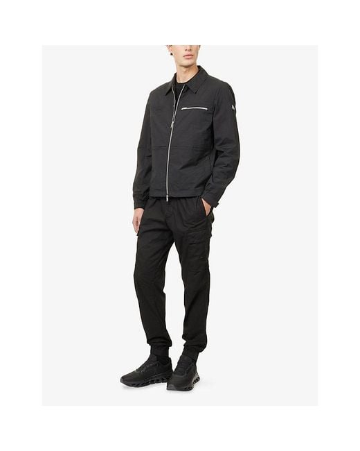 Moose Knuckles Black Topflight Logo-Patch Shell Shirt Jacket for men