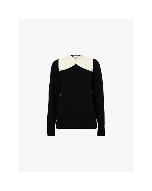 Valentino Black Bow Long-Sleeves Wool Jumper