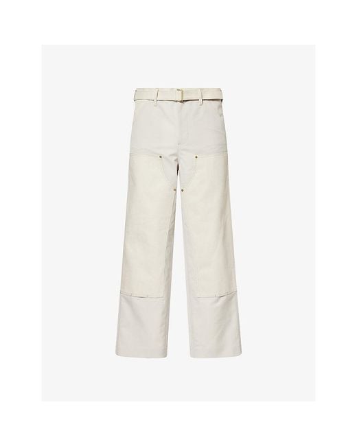 Sacai Natural Duck Tonal-Panel Canvas Trousers for men