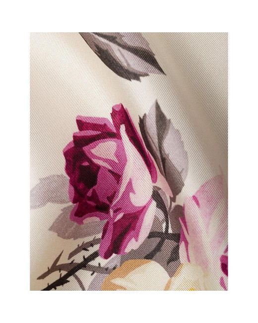 Prada Pink Floral-print Branded Silk-twill Scarf