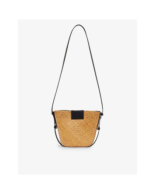 AllSaints Ebro Logopatch Straw And Leather Crossbody Bag in White Lyst