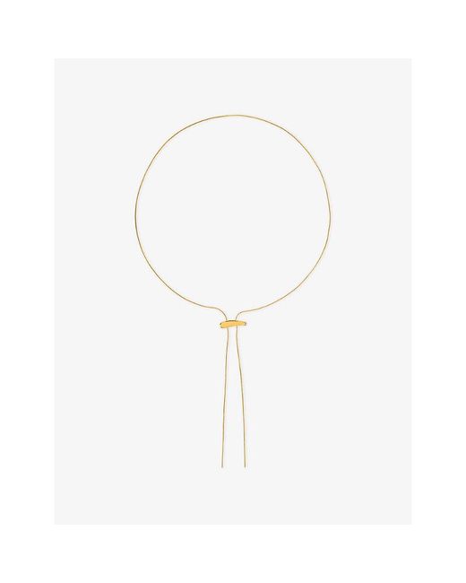 La Maison Du Couturier White Amadeus Lines Long Nugget 18Ct- Plated Brass Necklace