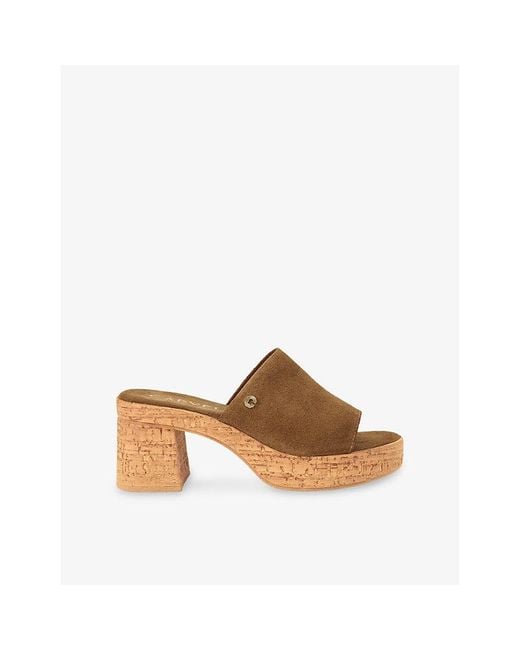 Carvela Kurt Geiger Women's Brown Genova Block-Heel Suede Sandals