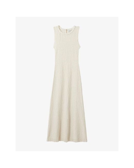 Claudie Pierlot White Textured Slim-Fit Knitted Maxi Dress