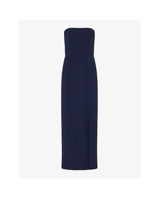 Whistles Blue Gemma Strapless Stretch Recycled-polyester Maxi Dress