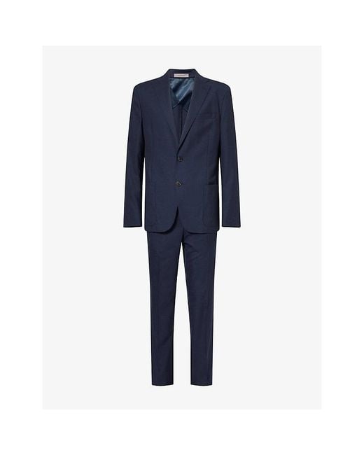 Corneliani Blue Washable Tropical Single-Breasted Wool Suit for men