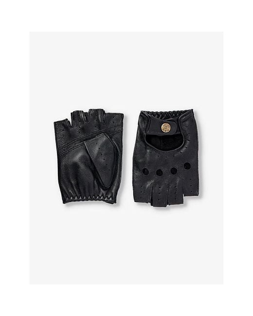 Dents Black Snetterton Fingerless Leather Gloves for men