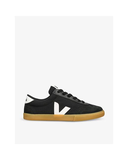 Veja Black Volley Logo-embroidered Canvas Low-top Trainers