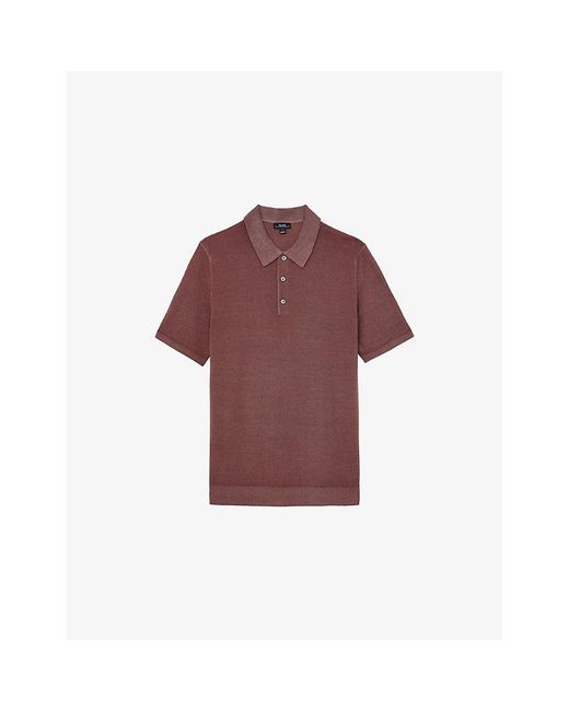 Reiss Red Jackdaw Regular-Fit Merino Wool Polo Shirt for men