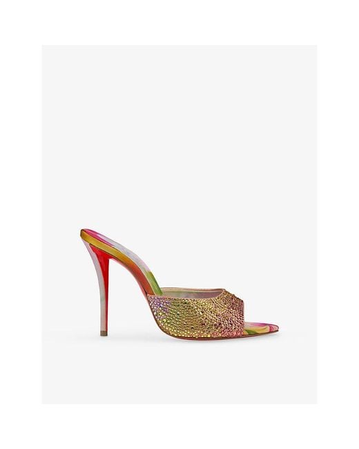 Christian Louboutin Pink Miss Z Strass 100 Leather Heeled Mules