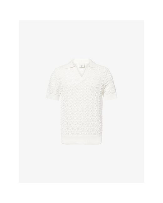 CHE White Ripple Wave Knitted Polo Top for men