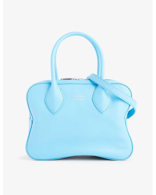 Ferragamo Blue Star Curved Leather Top-handle Bag