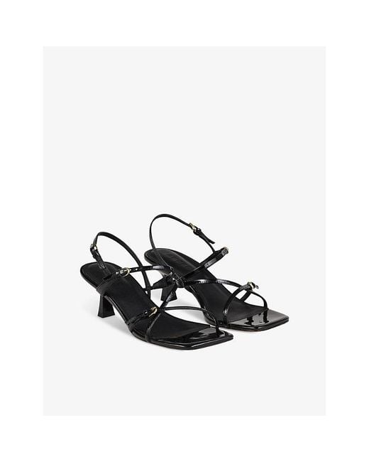 Sandro White Strappy Square-Toe Leather Heeled Sandals