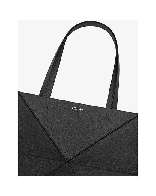 Loewe Black Puzzle Fold Large Leather Tote Bag