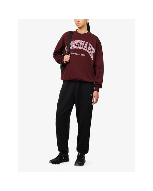 GYMSHARK Red Collegiate Crew-Neck Cotton-Blend Sweatshirt