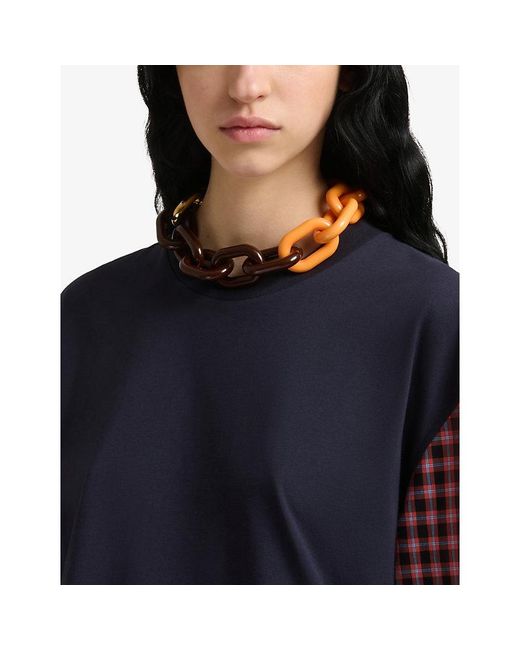 Marni Metallic Multicolour Brass And Resin Chain Necklace